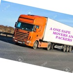 Thumb a one safe movers container on road stock photo